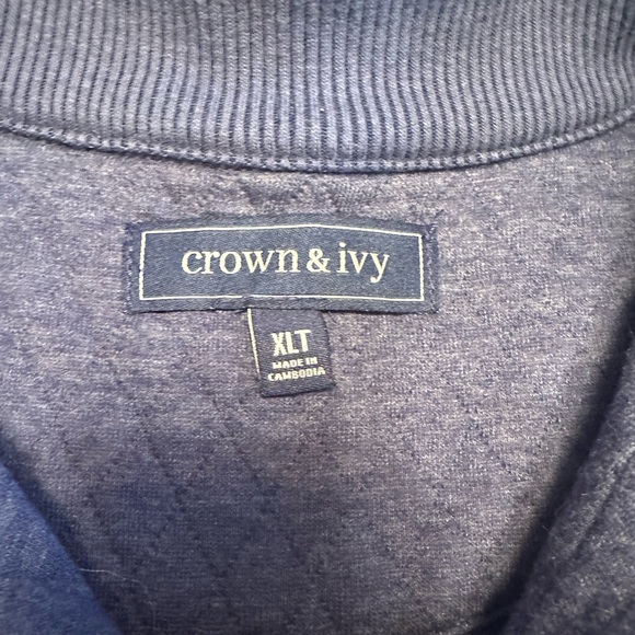 Crown & Ivy Blue, quilted, long sleeve, quarter zip shirt XLT - Picture 2 of 4